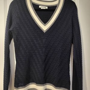 Lacoste Navy V-Neck Sweater